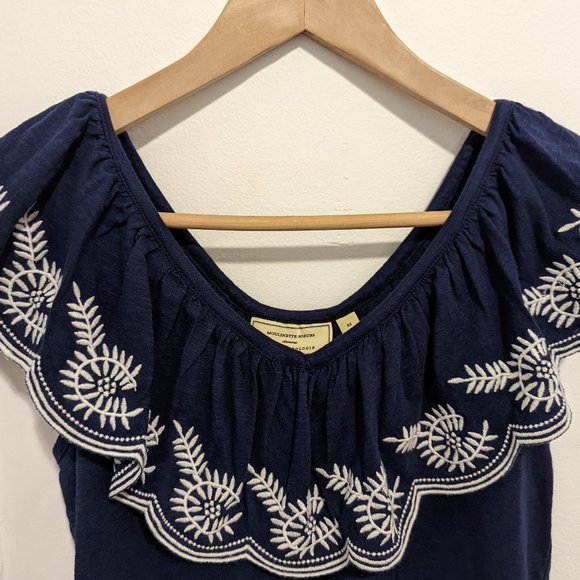 Anthropologie Moulinette Soeurs Navy Embroidered Top - Picture 3 of 6